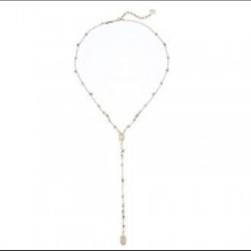 NEW Kendra Scott mother of pearl 14 karat white gold plated beaded Y - necklace - Picture 6 of 9